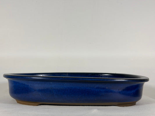 Preowned Japanese Tokoname Glazed Oval Bonsai Pot - 13.25” By 10”