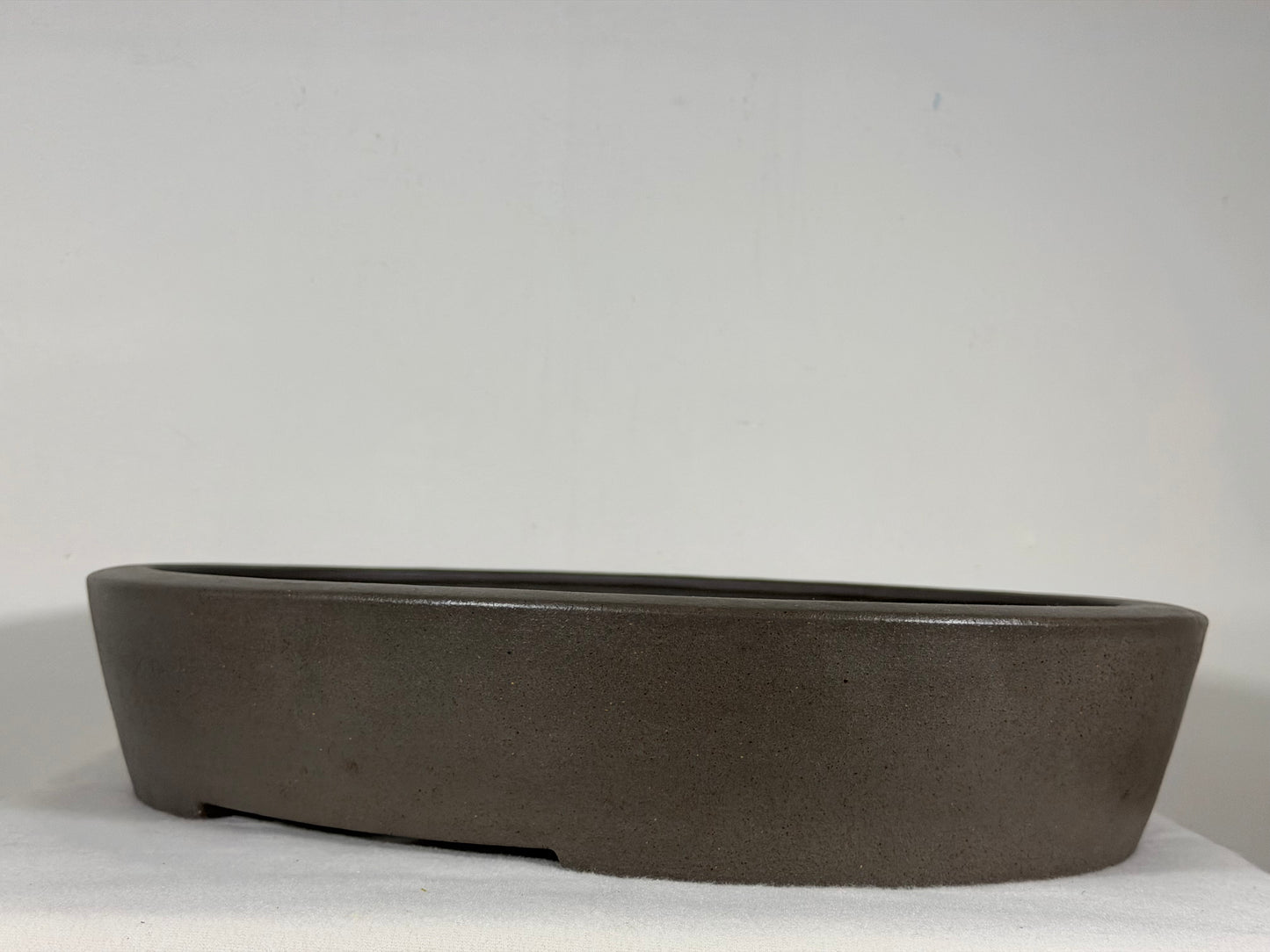 Preowned Japanese Tokoname Unglazed Oval Bonsai Pot Keizan - 16.25” By 12.75”