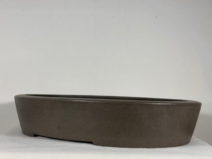 Preowned Japanese Tokoname Unglazed Oval Bonsai Pot Keizan - 16.25” By 12.75”