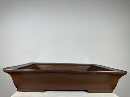 Preowned Japanese Tokoname Unglazed Rectangular Bonsai Pot Seizan - 20” By 15”