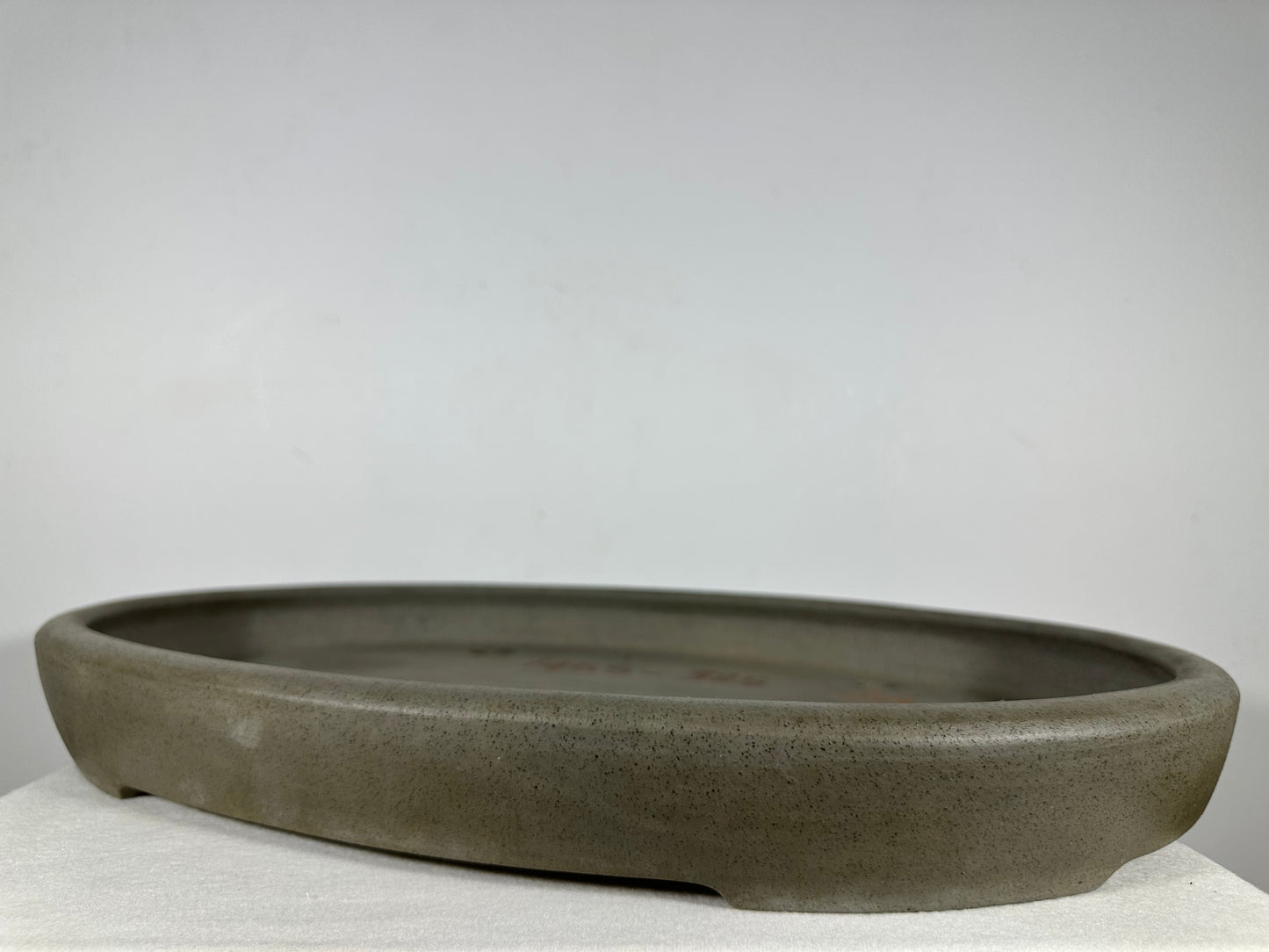 Preowned Japanese Tokoname Unglazed Oval Shallow Bonsai Pot Seizan - 20.5” By 14.5”