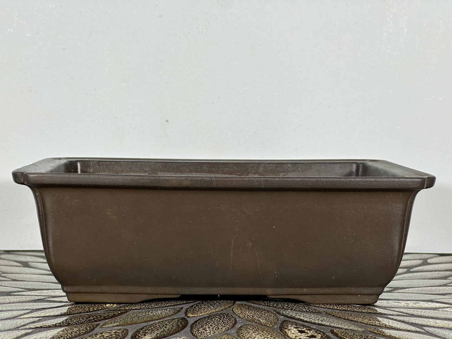 Preowned Japanese Tokoname Unglazed Rectangular Bonsai Pot Senkoen - 12” By 8.75”