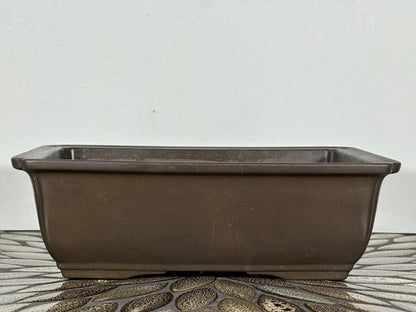 Preowned Japanese Tokoname Unglazed Rectangular Bonsai Pot Senkoen - 12” By 8.75”