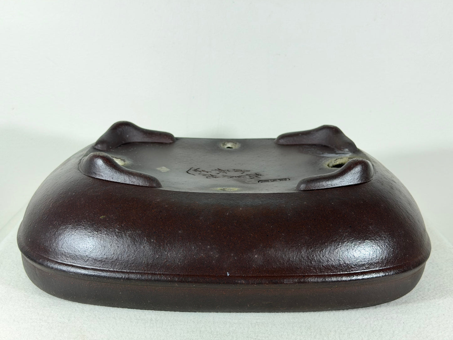 Preowned Japanese Tokoname Unglazed Rectangular Bonsai Pot Yamaaki - 13.5” By 11”