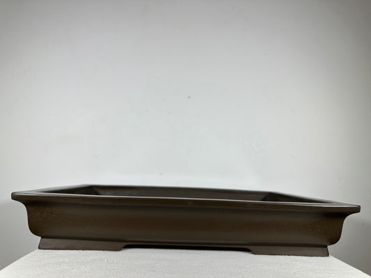 Preowned Japanese Tokoname Unglazed Rectangular Shallow  Bonsai Pot Seizan - 18.25” By 12.25”