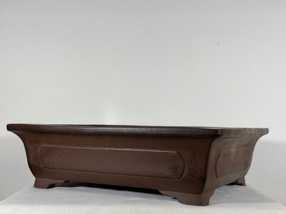 Preowned Japanese Tokoname Unglazed Rectangular Bonsai Pot Itukoudou - 15.75” By 13”