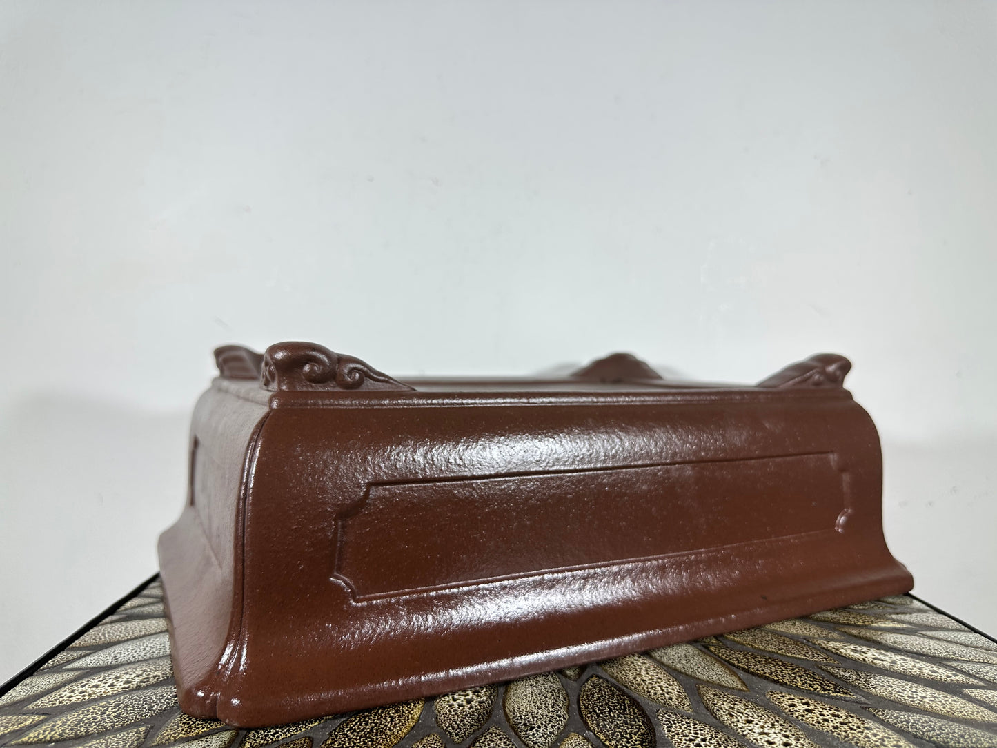 Preowned Japanese Tokoname Unglazed Rectangular Bonsai Pot Yamaaki - 14.75” By 11.25”