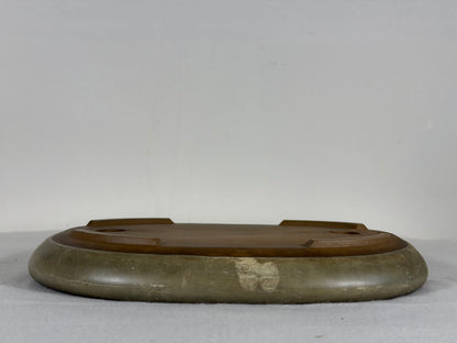 Preowned Japanese Tokoname Glazed Shallow Oval Bonsai Pot - 8.5” By 6.5”
