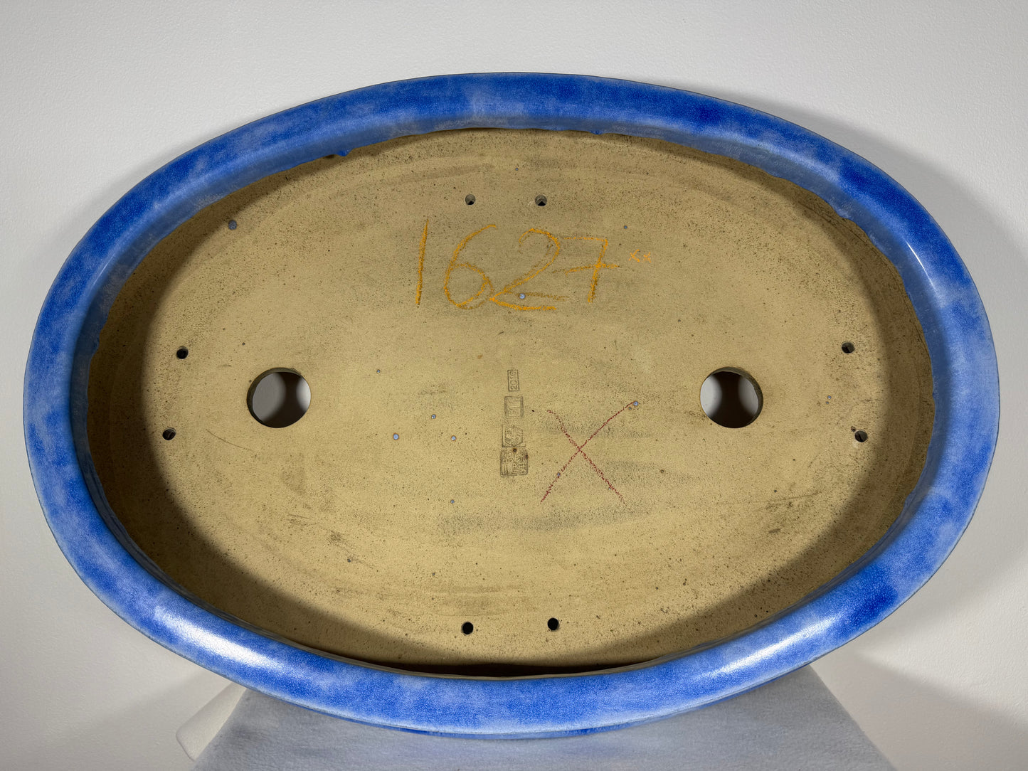 Preowned Japanese Tokoname Glazed Bag Style Bonsai Pot Canton China - 25.5” By 18”