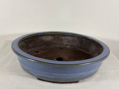 Preowned Japanese Tokoname Glazed Round Bonsai Pot Yamaaki - 11.25” By 2.5”