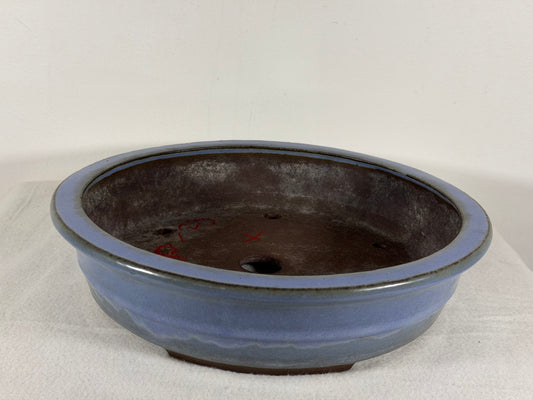 Preowned Japanese Tokoname Glazed Round Bonsai Pot Yamaaki - 11.25” By 2.5”