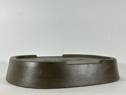 Preowned Japanese Tokoname Unglazed Oval Bonsai Pot Seizan - 14.75” By 11.75”