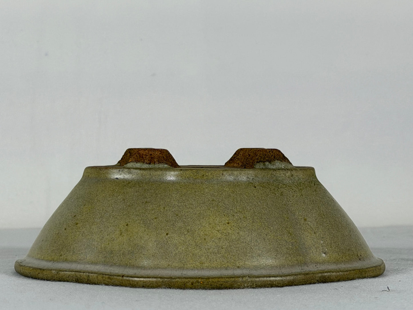 Preowned Japanese Tokoname Glazed Mokko Style Bonsai Pot Hatutori - 5.5” By 4.75”