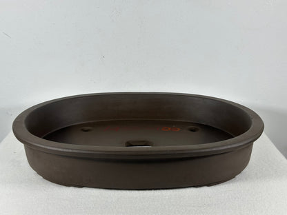 Preowned Japanese Tokoname Unglazed Shallow Oval Bonsai Pot - 13.5” By 10”