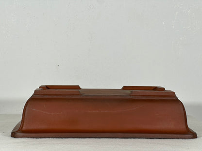 Preowned Japanese Tokoname Unglazed Rectangular Bonsai Pot - 11.5” By 7.75”