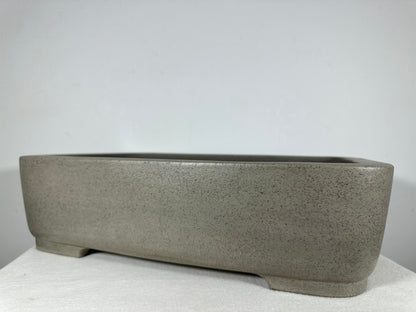 Preowned Japanese Tokoname Unglazed Rectangular Bonsai Pot Seizan - 16.5” By 11.5”