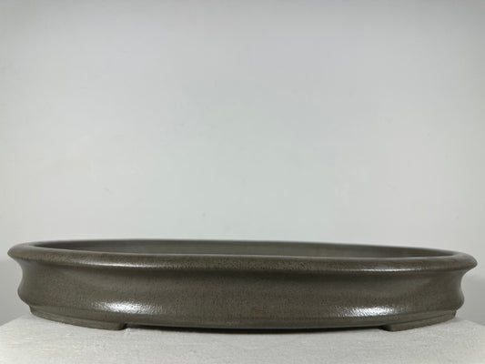 Preowned Japanese Tokoname Unglazed Shallow Oval Bonsai Pot Seizan - 20.5” By 14.5”
