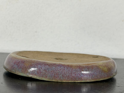 Preowned Vintage Japanese Tokoname Glazed Shallow Bonsai Pot - 3.25” By 2 3/8”