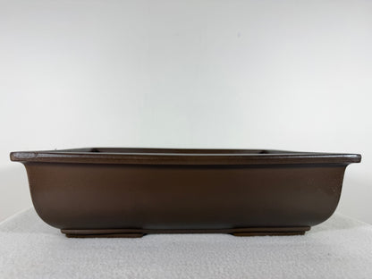 Preowned Japanese Tokoname Unglazed Rectangular Bonsai Pot Sankyou - 12.25” By 9.5”