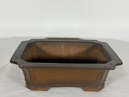 Preowned Japanese Tokoname Unglazed Rectangular Bonsai Pot Bigei - 12” By 9.25”