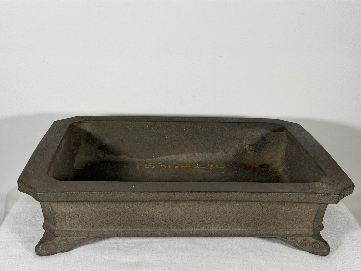 Preowned Japanese Tokoname Unglazed Rectangular Bonsai Pot Yamaaki - 13.75” By 10”