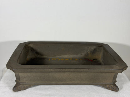 Preowned Japanese Tokoname Unglazed Rectangular Bonsai Pot Yamaaki - 13.75” By 10”