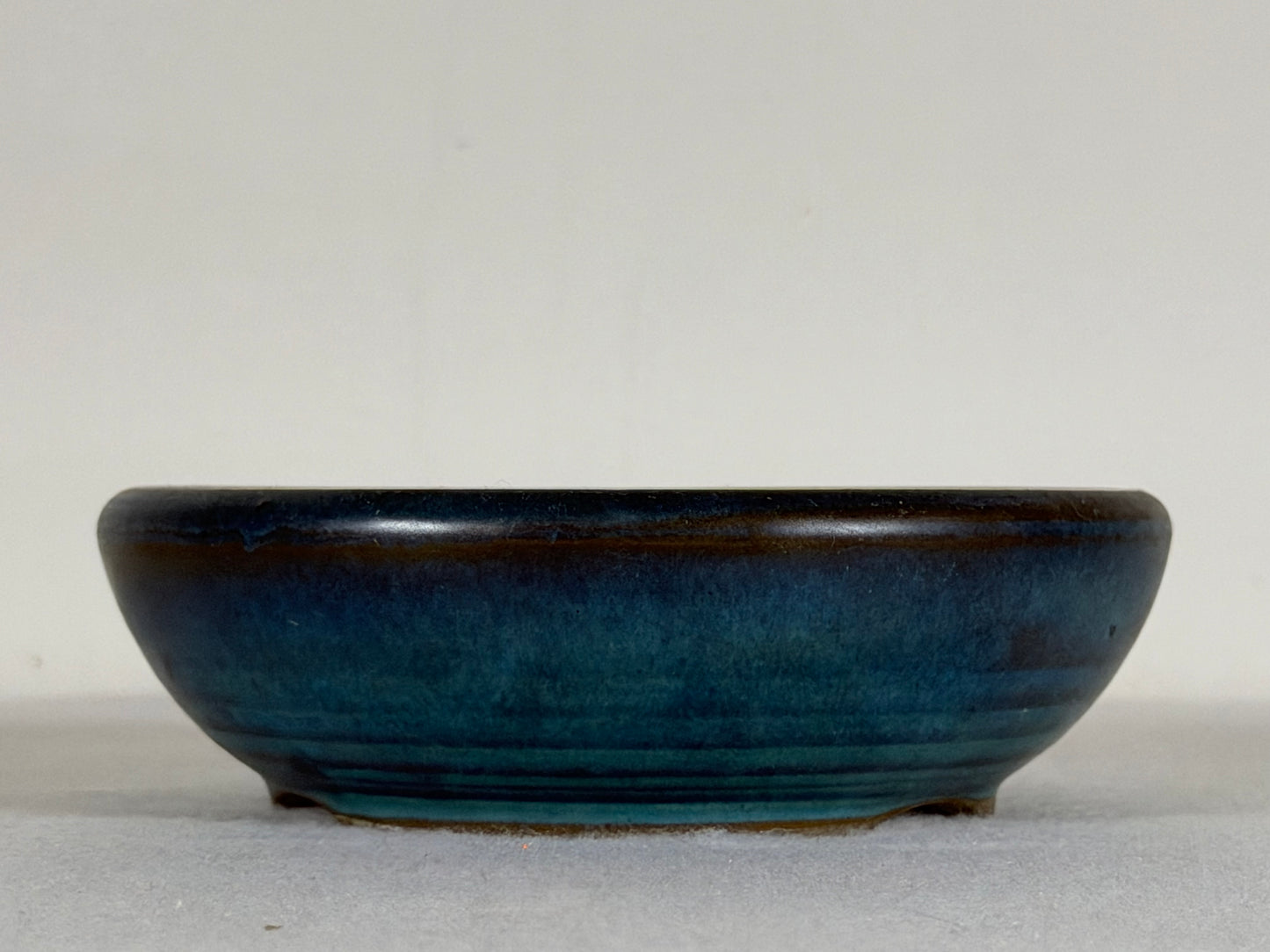 Preowned Japanese Tokoname Glazed Round Bonsai Pot - 5” By 1.5”
