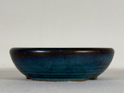 Preowned Japanese Tokoname Glazed Round Bonsai Pot - 5” By 1.5”