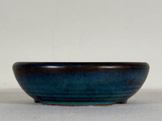Preowned Japanese Tokoname Glazed Round Bonsai Pot - 5” By 1.5”