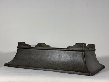 Preowned Japanese Tokoname Rectangular Bonsai Pot Seizan - 14” By 10.25”