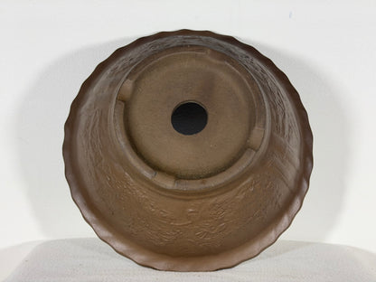 Preowned Japanese Tokoname Unglazed Round Bonsai Pot - 12.5” By 5”