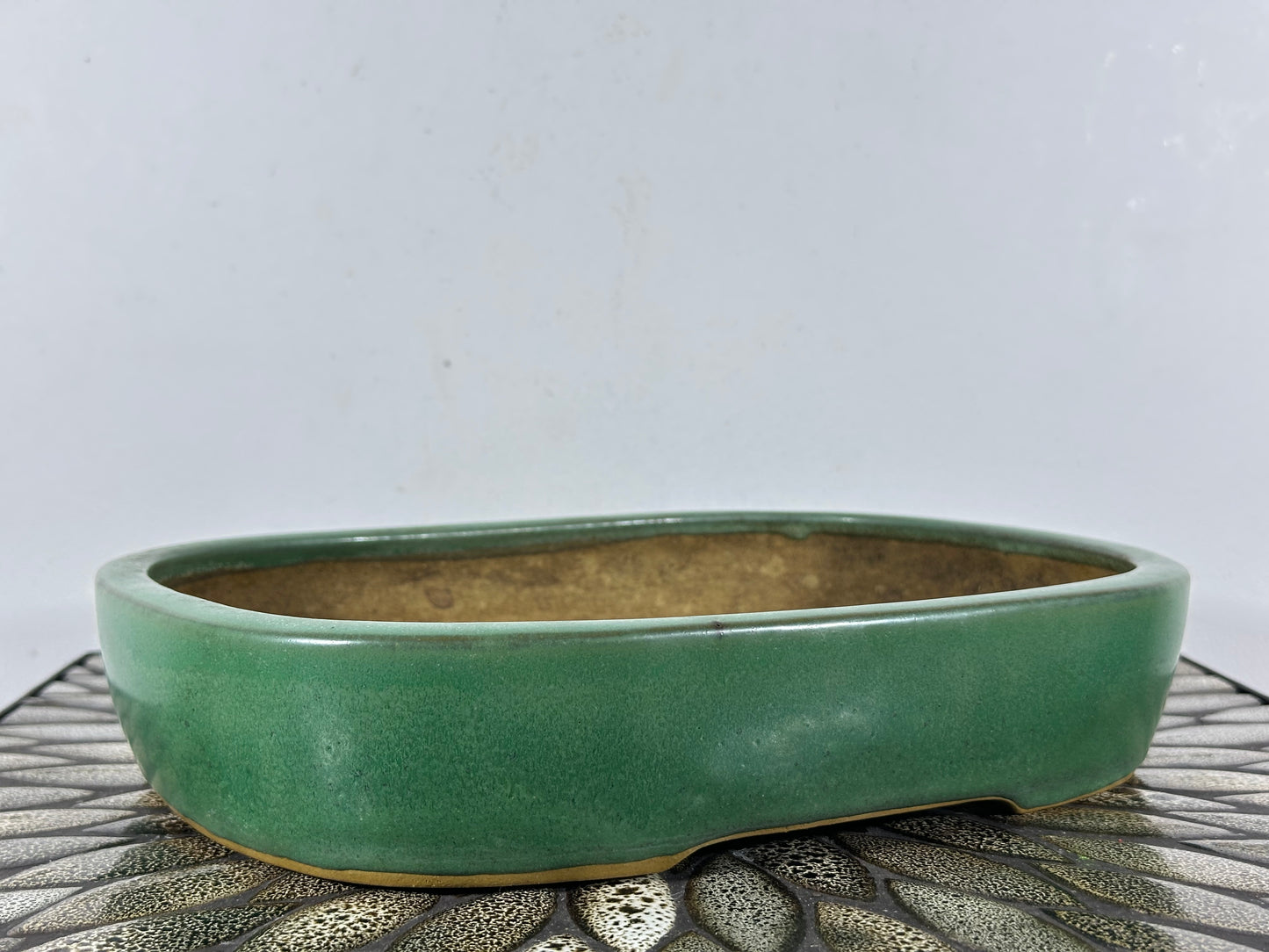 Preowned Japanese Tokoname Glazed Rectangular Bonsai Pot Yamafusa - 11.25” By 8.5”