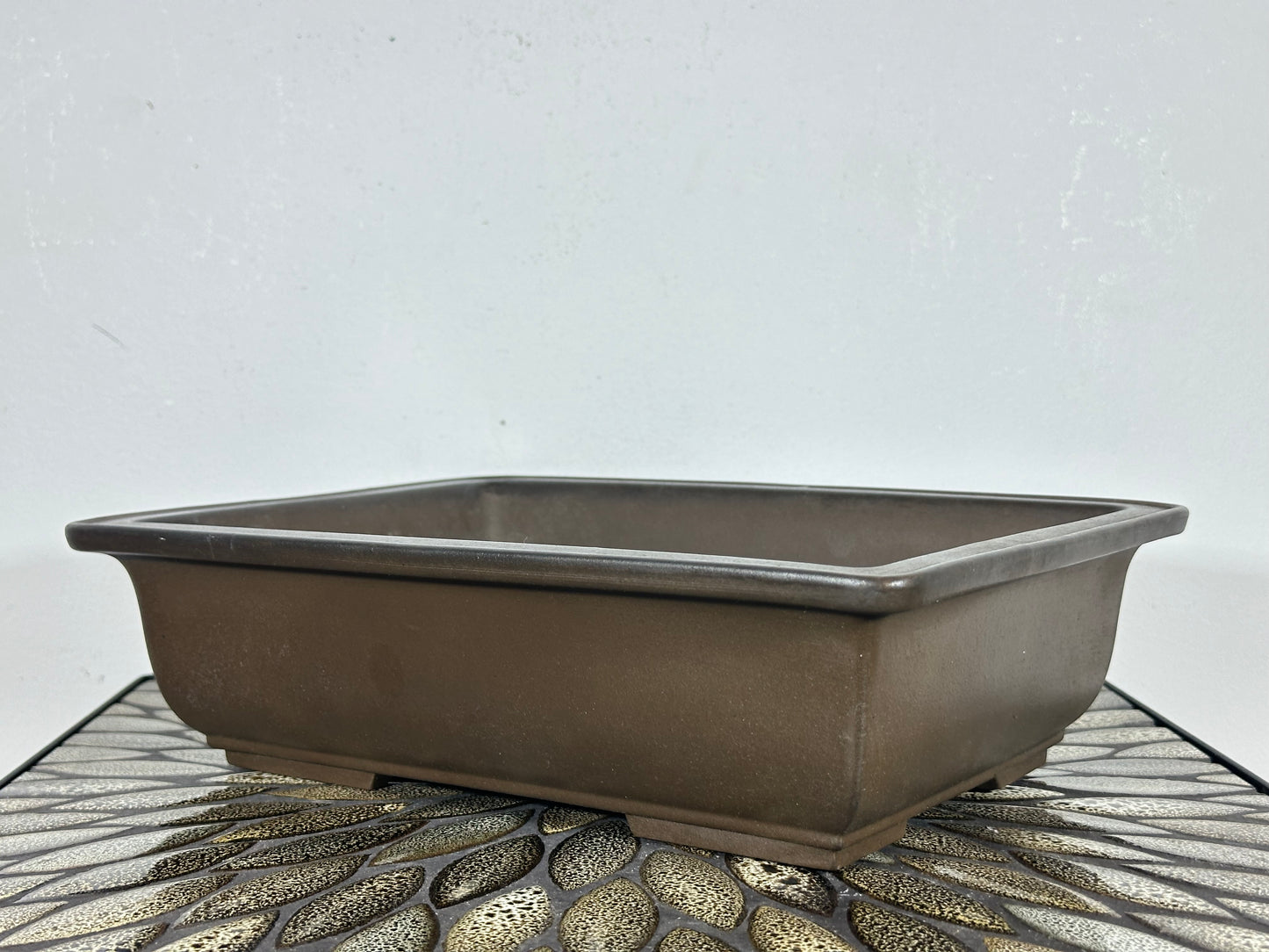 Preowned Japanese Tokoname Unglazed Rectangular Bonsai Pot Senkoen - 12” By 8.75”