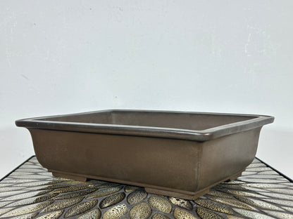 Preowned Japanese Tokoname Unglazed Rectangular Bonsai Pot Senkoen - 12” By 8.75”