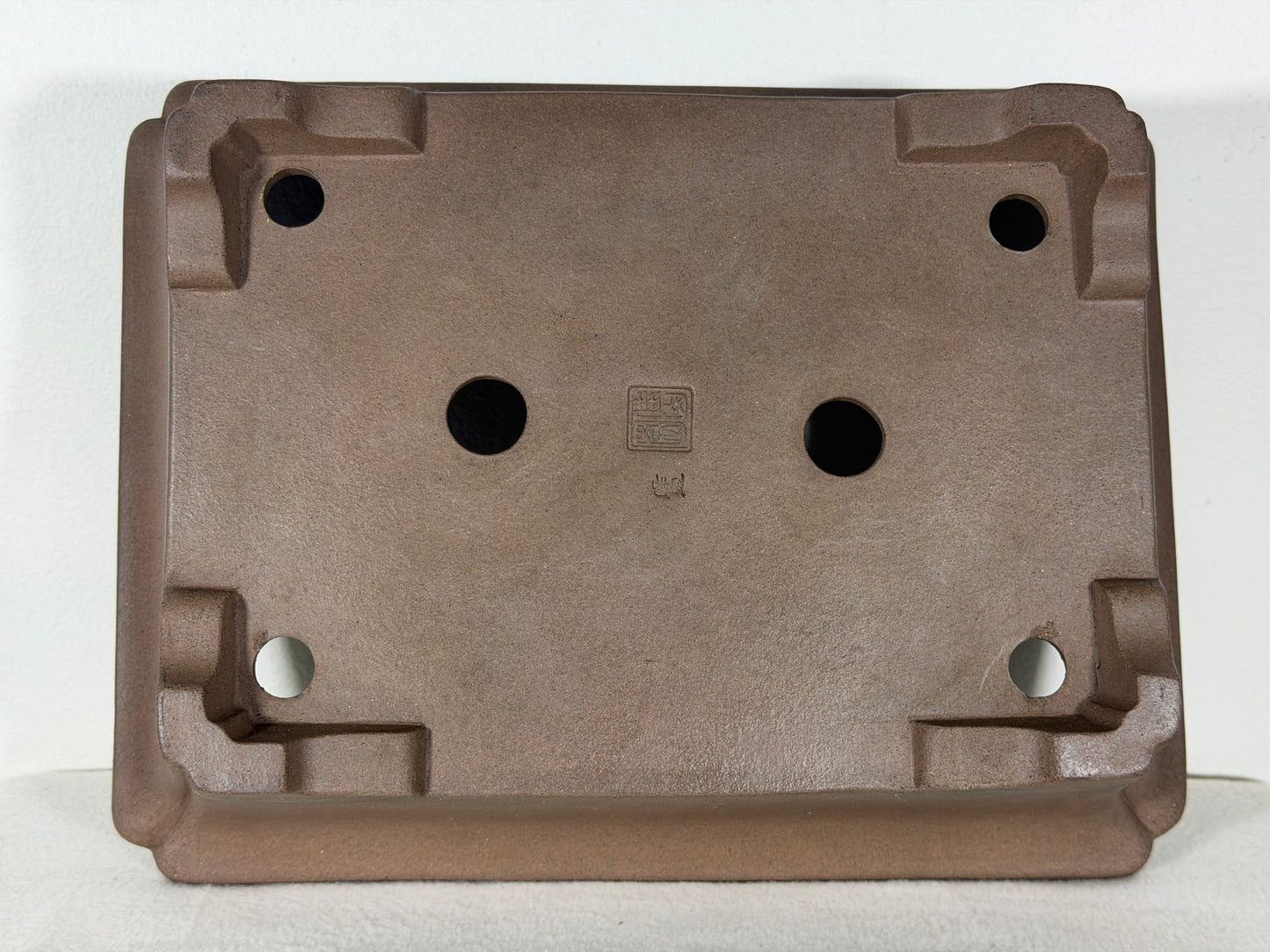 Preowned Japanese Tokoname Unglazed Rectangular Bonsai Pot Keizan - 12” By 9.25”