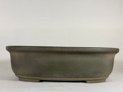 Preowned Japanese Tokoname Unglazed Oval Bonsai Pot Yamakou - 11.5” By 9”
