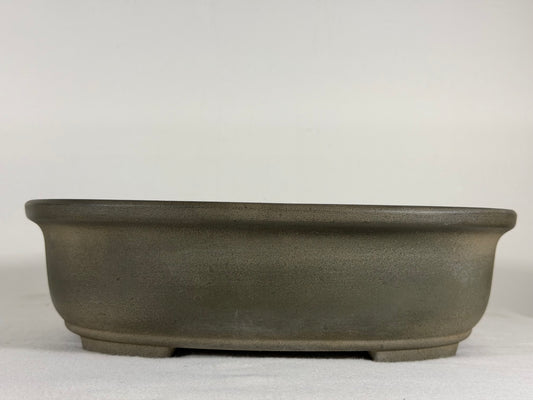 Preowned Japanese Tokoname Unglazed Oval Bonsai Pot Yamakou - 11.5” By 9”