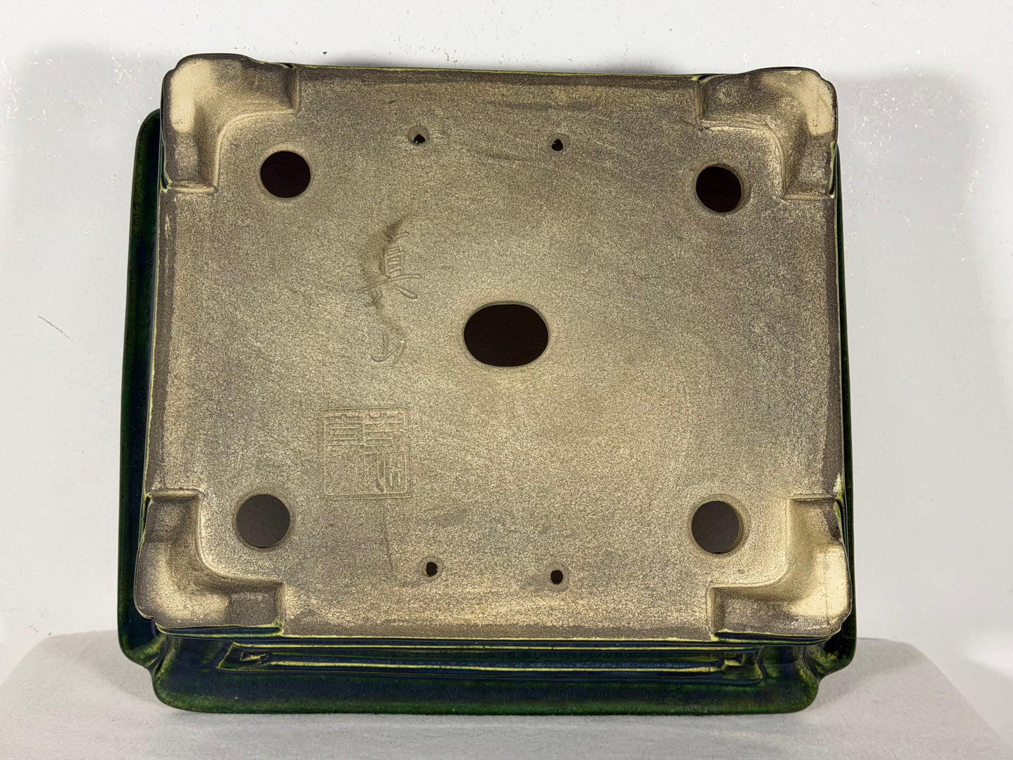 New Japanese Tokoname Glazed Rectangular Bonsai Pot Mazan Terahata -  12.25” By 10.75”
