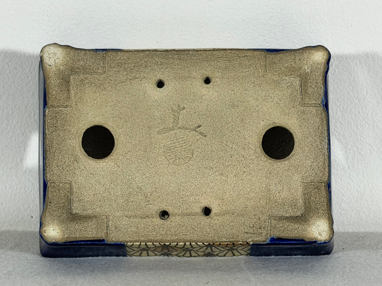 Preowned Japanese Tokoname Glazed Rectangular Bonsai Pot Satomi - 6.25” By 4.5”