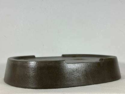 Preowned Japanese Tokoname Unglazed Oval Bonsai Pot Seizan - 14.75” By 11.75”