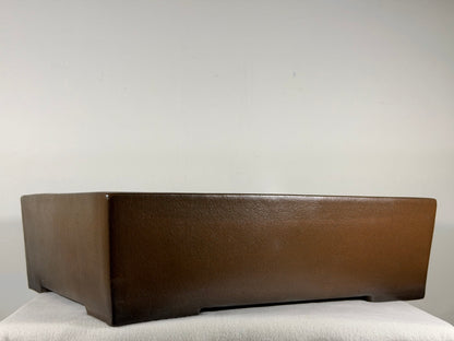 Preowned Japanese Tokoname Unglazed Rectangular Bonsai Pot Gyouzan Nakano - 16.5” By 12.75”