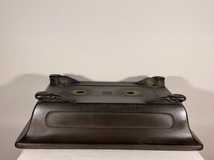 Preowned Japanese Tokoname Unglazed Rectangular Bonsai Pot Eiraku - 18” By 13.5”