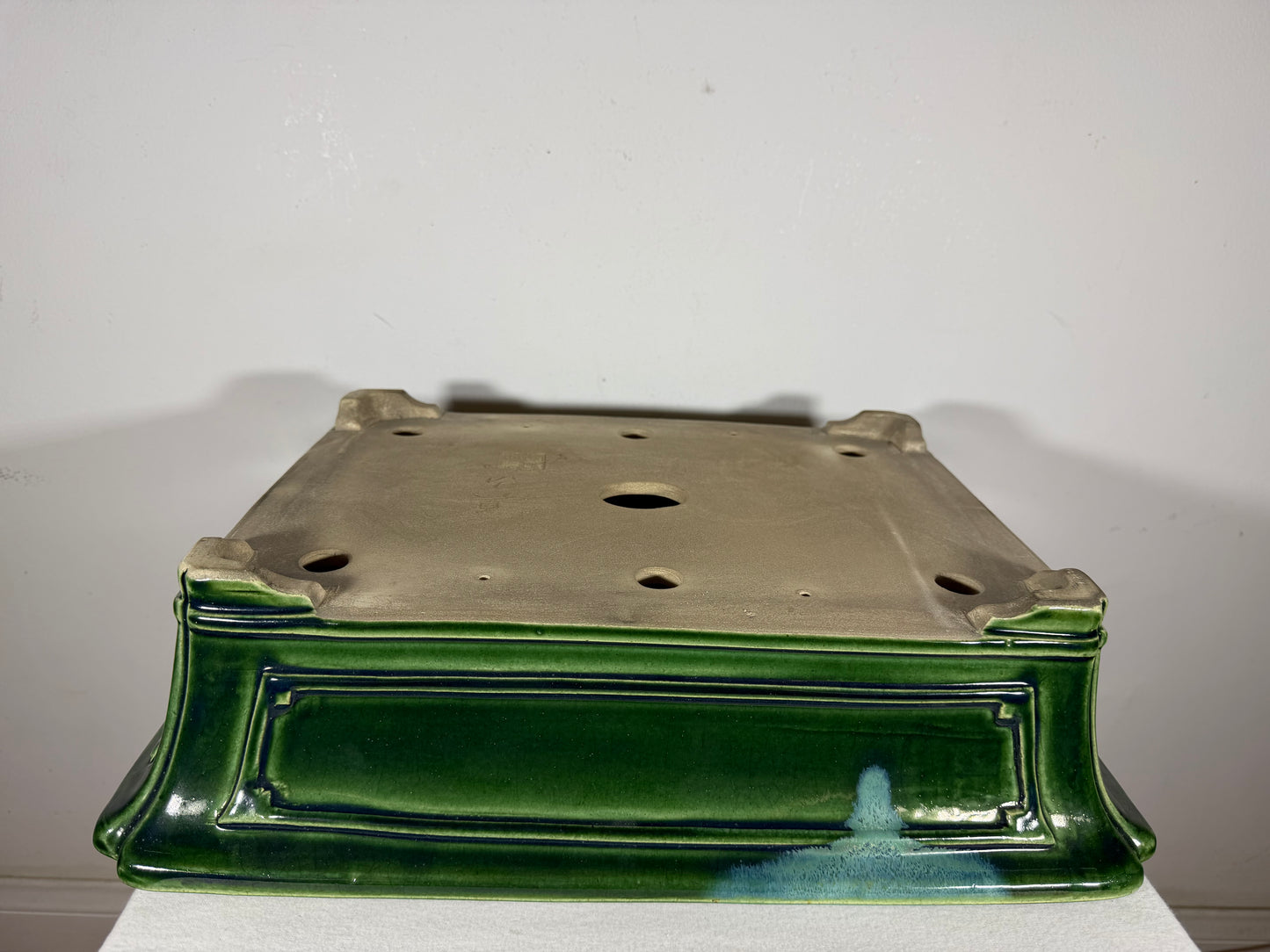 New Japanese Tokoname Glazed Rectangular Bonsai Pot Mazan Terahata - 18” By 14.25”