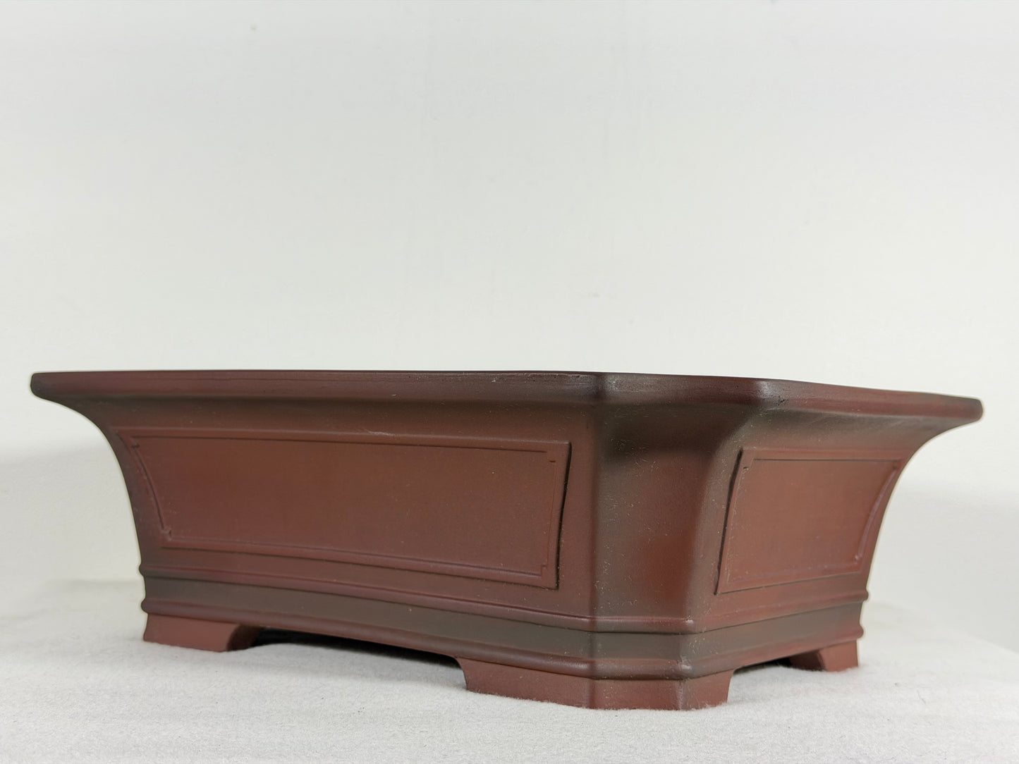 Preowned Japanese Tokoname Unglazed Rectangular Bonsai Pot Bigei - 12.25” By 9.5”