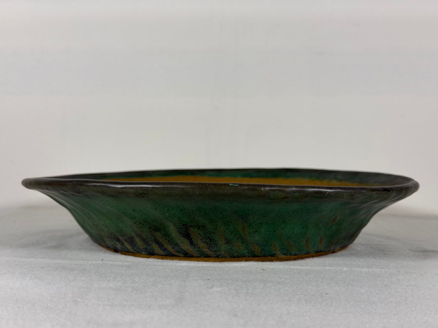Preowned Japanese Tokoname Glazed Nanban Style Bonsai Pot Yamafusa - 9.75” By 1.75”