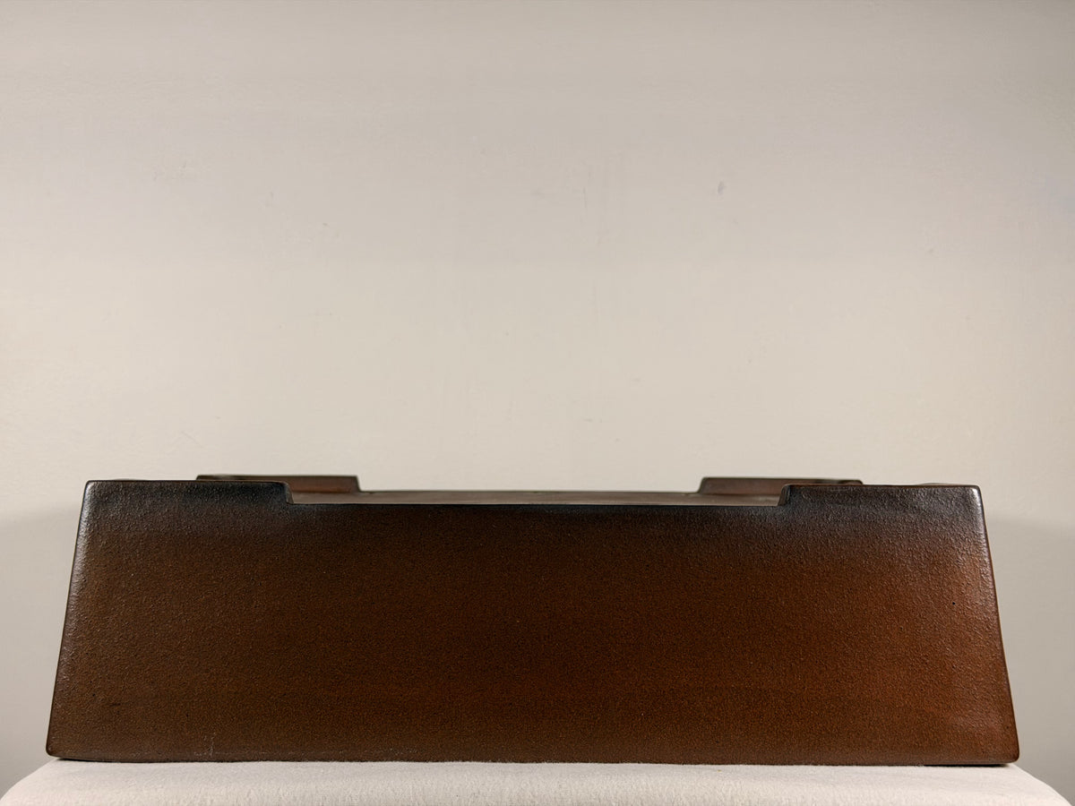 Preowned Japanese Tokoname Unglazed Rectangular Bonsai Pot Gyouzan Nakano - 16.5” By 12.75”
