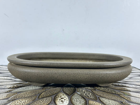 Preowned Vintage Japanese Tokoname Unglazed Bag Style Bonsai Pot Yamaaki - 10” By 6.5”