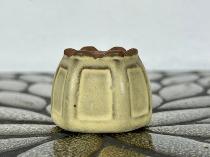 Preowned Japanese Tokoname Glazed Hexagon Bonsai Pot - 1 5/8” By 1.25”