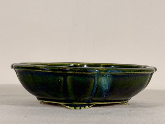 Preowned Japanese Tokoname Glazed Mokko Style Bonsai Pot Satomi - 7” By 6”