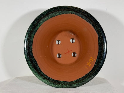 New Japanese Tokoname Glazed Round Bonsai Pot Syuhou Yoshimura - 12” By 6.25”
